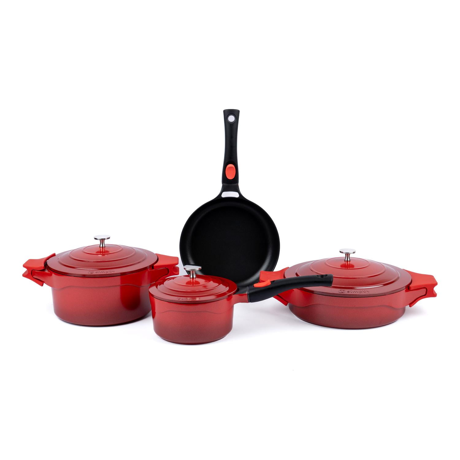Batería De Cocina Toulouse 7 Pcs + Accesorios Simplit Rojo