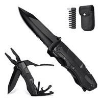 Genérico - Navaja Táctica, Cuchillo Táctico Militar, Alicate 16 En 1, Black