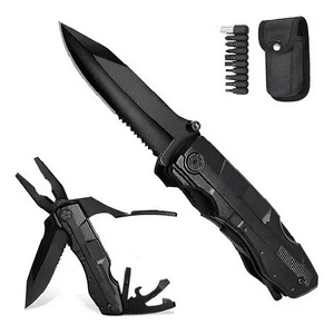 Genérico - Navaja Táctica, Cuchillo Táctico Militar, Alicate 16 En 1, Black