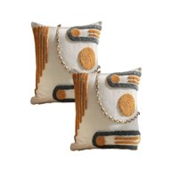 Genérico - Pack De 2 Fundas De Cojin Tufting 45X45 Cm Beige 02