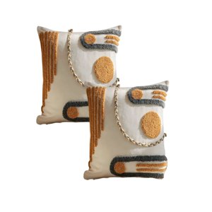 Genérico - Pack De 2 Fundas De Cojin Tufting 45X45 Cm Beige 02