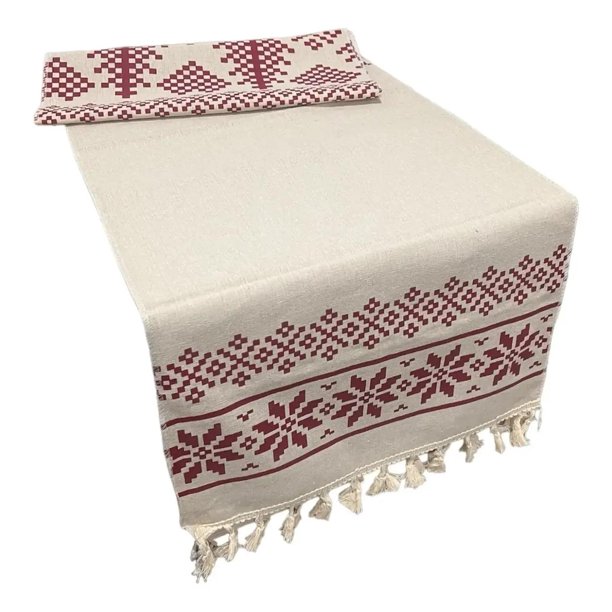 Mantel Camino De Mesa Rectangular Lino Cuadros 180x37cm rojo