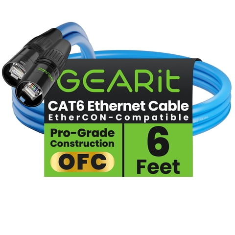 Cable Ethernet Gearit Blindado Cat6 Ethercon De 1,8 M, Color Azul