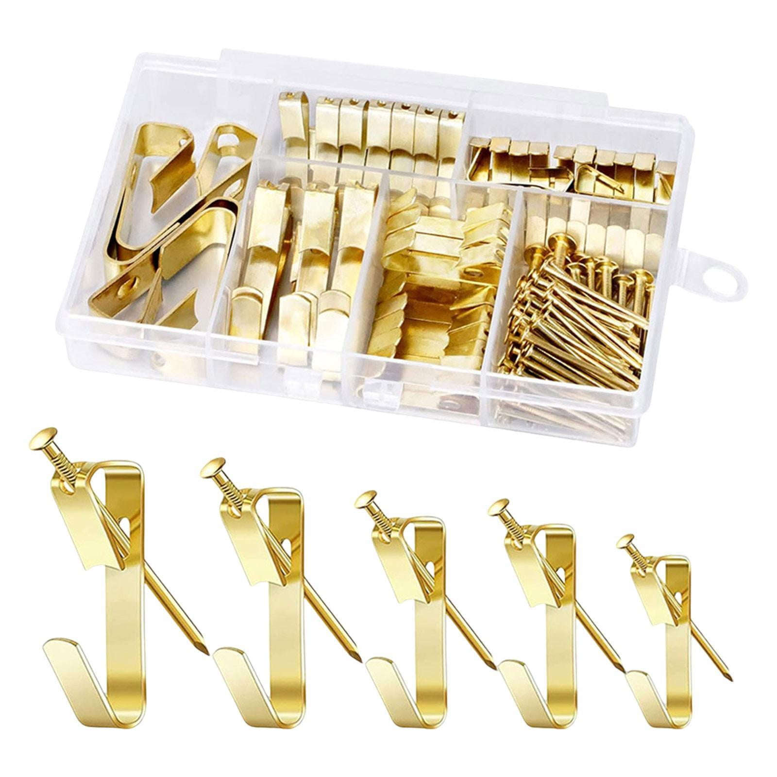 Bothyi - 130 Piezas De Perchas Para Cuadros Con Clavos De Acero, Kit Dorado Para Colgar Cuadros En La Ropa