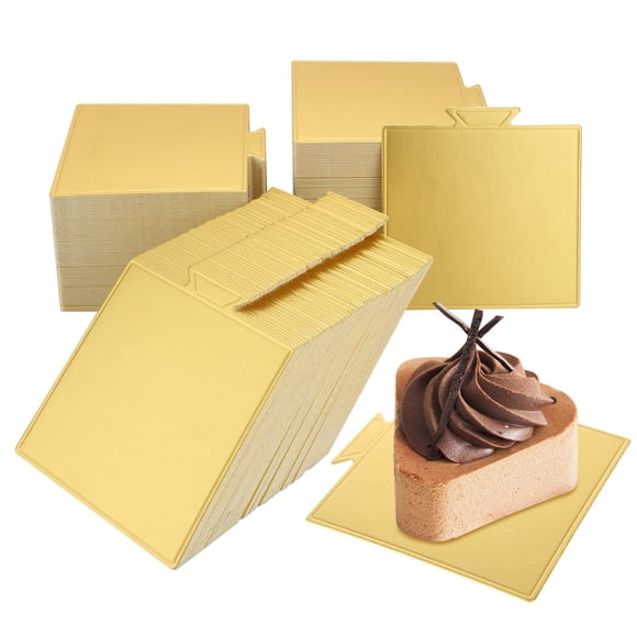Minitablas para tartas MNKNENG cuadradas doradas, 9,1 x 8,4 cm, 200 unidades