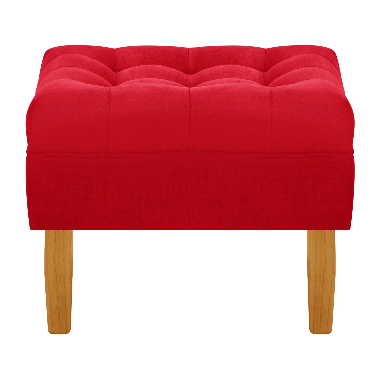 Bodevir - Pouf Wood 1c Felpa 04 Rojo