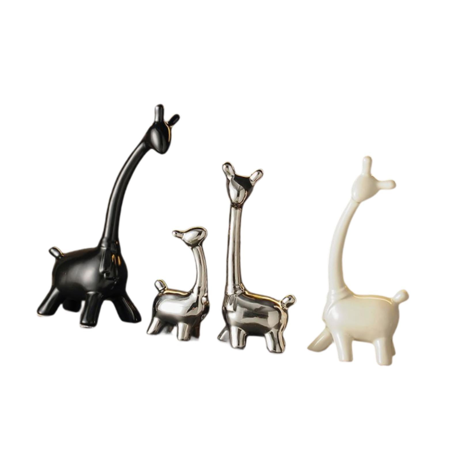 Magideal - 4x Esculturas De Jirafa Estatuas De Animales Figuras De Cerámica De La Familia De Jirafas, Decoraciones De Mesa Para Estanterías Dormitorio Decoración
