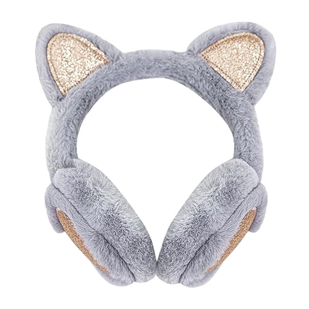 Orejeras de gato cálidas de invierno para mujer, lindas orejeras de gato, diadema de piel sintética para exteriores