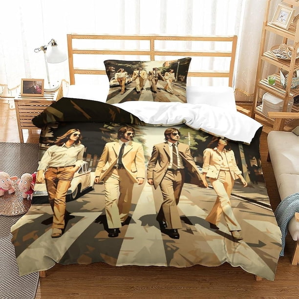 Juego de funda nórdica de The Beatles para niños y niñas, juego de ropa de cama con diseño de ramas de árbol, funda nórdica de banda de rock, 1 funda nórdica con fundas de almohada S