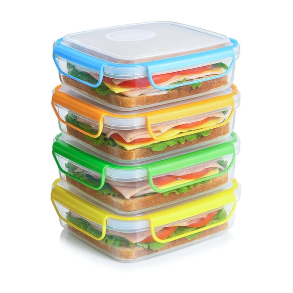 Contenedores para Sándwich Snap Fresh Paquete de 4, Herméticos, 450 ml