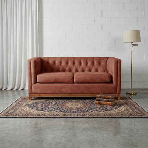 Latam Home - Sofa Roma 2C Cuero Colorado Caramelo