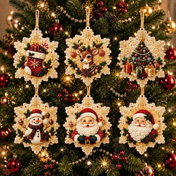 Kit de Arte Celwchx para Adornos Navideños 6 piezas DIY con Perlas