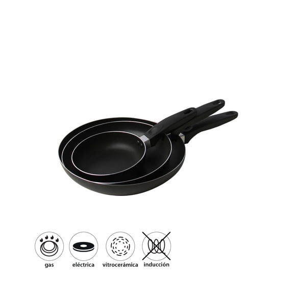 Juego de Sartenes aluminio Antiadherente 16cm-20cm-24cm 3 Piezas