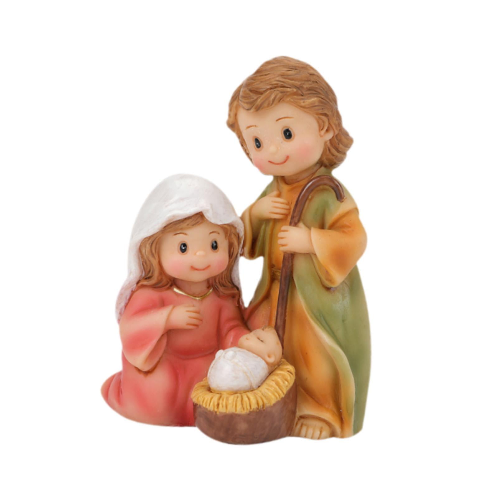 Magideal - Escena De Navidad Nacimiento Figura Sagrada Familia Estatua Resina Diseño Artístico Decoración Religiosa Adecuada Para Mesa Salón Estudio Dormitorio E Sin Luz