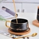 thumbnail image 4 of Taza de espresso, juego de taza de capuchino de 300 ml, taza de café de mármol con platillo, porcelana, taza, platillo, cuchara, negro, 4 of 6