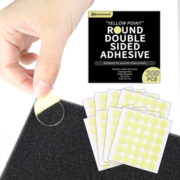 Adhesive Dots Focusound, paquete de 300 puntos amarillos para paneles de espuma