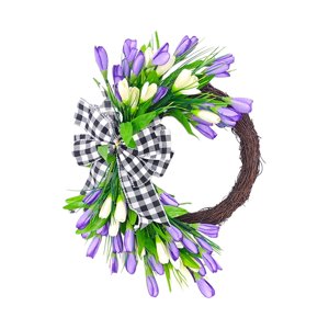 Bothyi - Corona De Primavera De Tulipán, Corona De Flores Artificiales De 40Cm Para Celebración, Pared, Porche