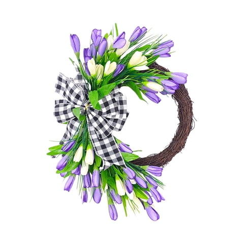 Bothyi - Corona De Primavera De Tulipán, Corona De Flores Artificiales De 40Cm Para Celebración, Pared, Porche