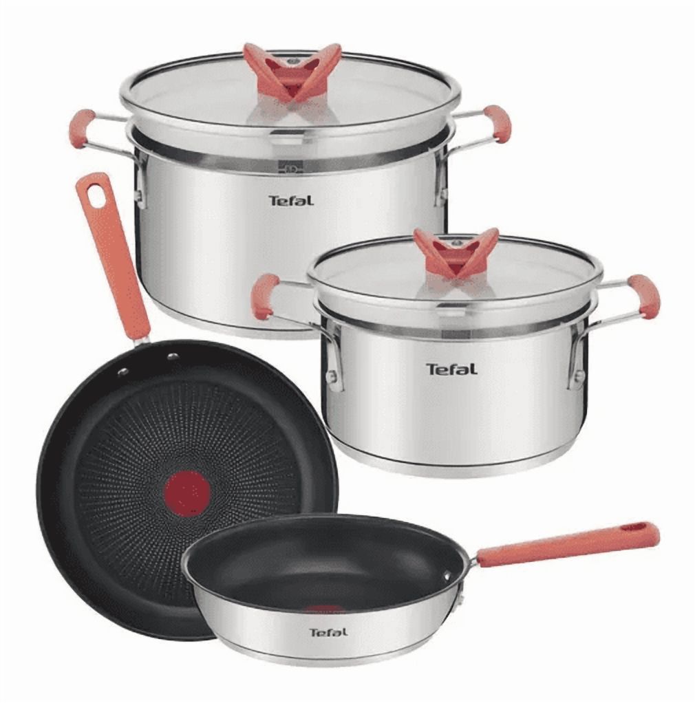Genérico - Batería De 6 Piezas Tefal Apilable Color Gris