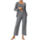 thumbnail image 2 of INSPIRE CHIC Conjunto de Pijama de 3 Piezas para Mujer, Cárdigan de Manga Larga de Rayón Suave, Camiseta y Pantalones para Dormir para Primavera, Otoño, Invierno XL Gris, 2 of 6