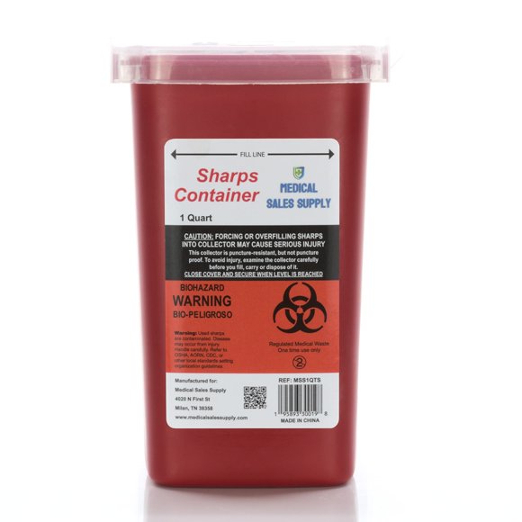 Contenedor para objetos punzocortantes de 1 cuarto Medical Sales Supply