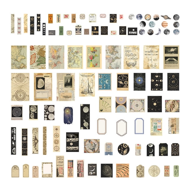 Paquete de 200 pegatinas vintage para scrapbooking, decoración retro, para diario, álbum y manualidades.