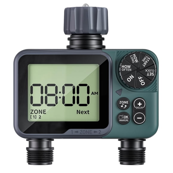 Temporizador de riego Rvwsx de 2 zonas, digital, impermeable IP66