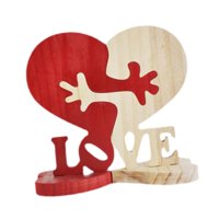 Magideal - Adorno De Madera En Forma De Corazón, Estatua De Madera, Colección De Escritorio, Decoración De Mesa De Madera, Cartel De Madera De Amor Del Día De Sa 17Cm X 18Cm