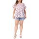 thumbnail image 2 of Blusa de flores de talla grande para mujer de Agnes Orinda, cuello redondo bohemio, mangas de tulipán, tops casuales de verano 2X albaricoque, 2 of 6