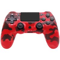 Genérico - Juego De Mandos Inalámbricos Con Cable Usb Para P4, P-4 Slim, P-4 Pro Y Pc, Rojo Camuflaje