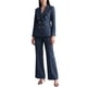 thumbnail image 1 of INSPIRE CHIC Conjunto de Traje de Pantalón de 2 Piezas para Mujer, Blazer de Doble Botonadura de Manga Larga, Pantalones Grandes Azul Marino, 1 of 5