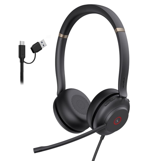 Auriculares USB Yealink UH37 con micrófono con cancelación de ruido para PC y teléfono
