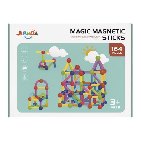 Fliperex - Juego Varillas De Construccion Magnetico Didactico 164 Piezas Blanco