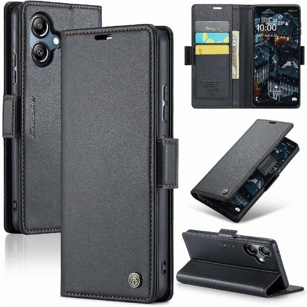 CaseMe tipo cartera Samsung Galaxy A06 con cierre magnético, RFID, tarjetero, soporte, carga inalámbrica