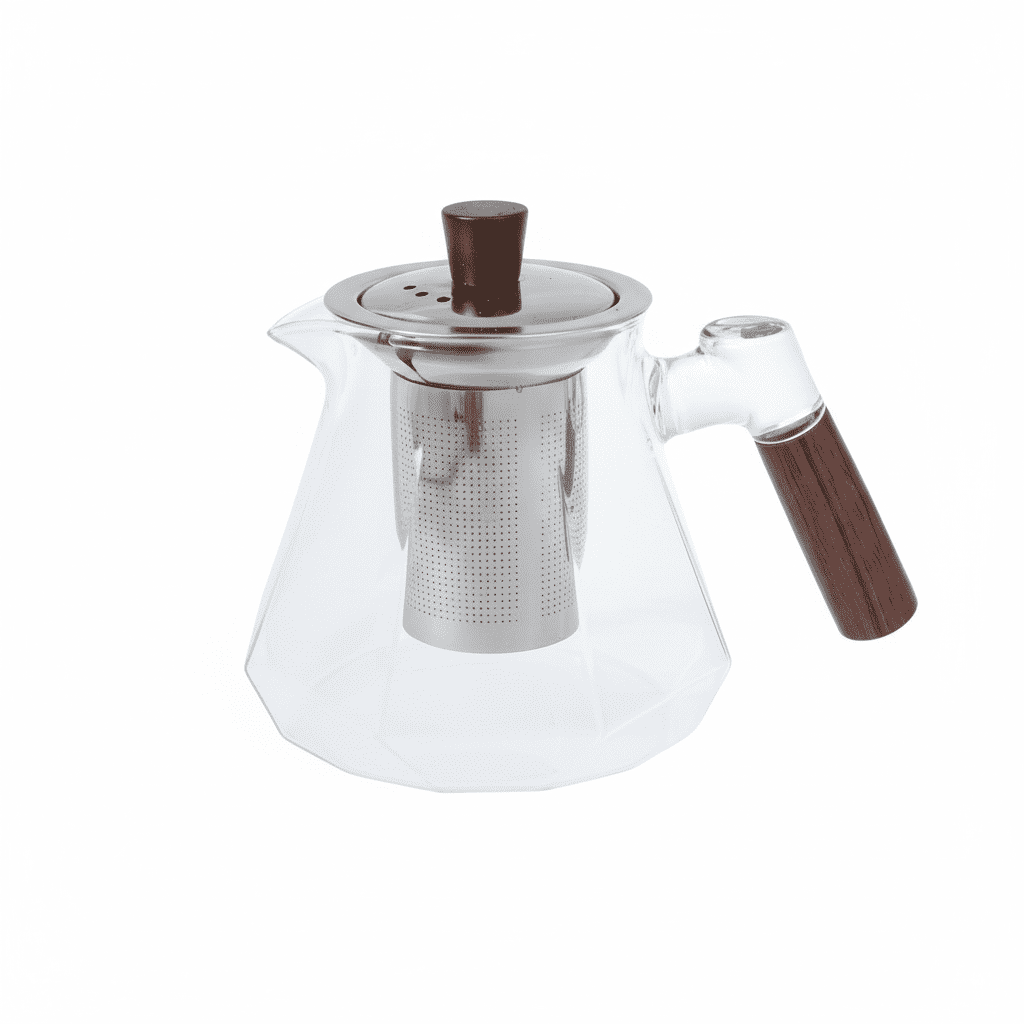 Baima - Tetera De Vidrio 550ml Con Infusor | Mango Madera Premium