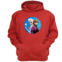 Genérico - Polerón Canguro Elsa Y Anna Rojo Talla L Unisex