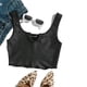 thumbnail image 1 of Crop Top de PU sin Mangas,  gris oscuro, 1 of 2