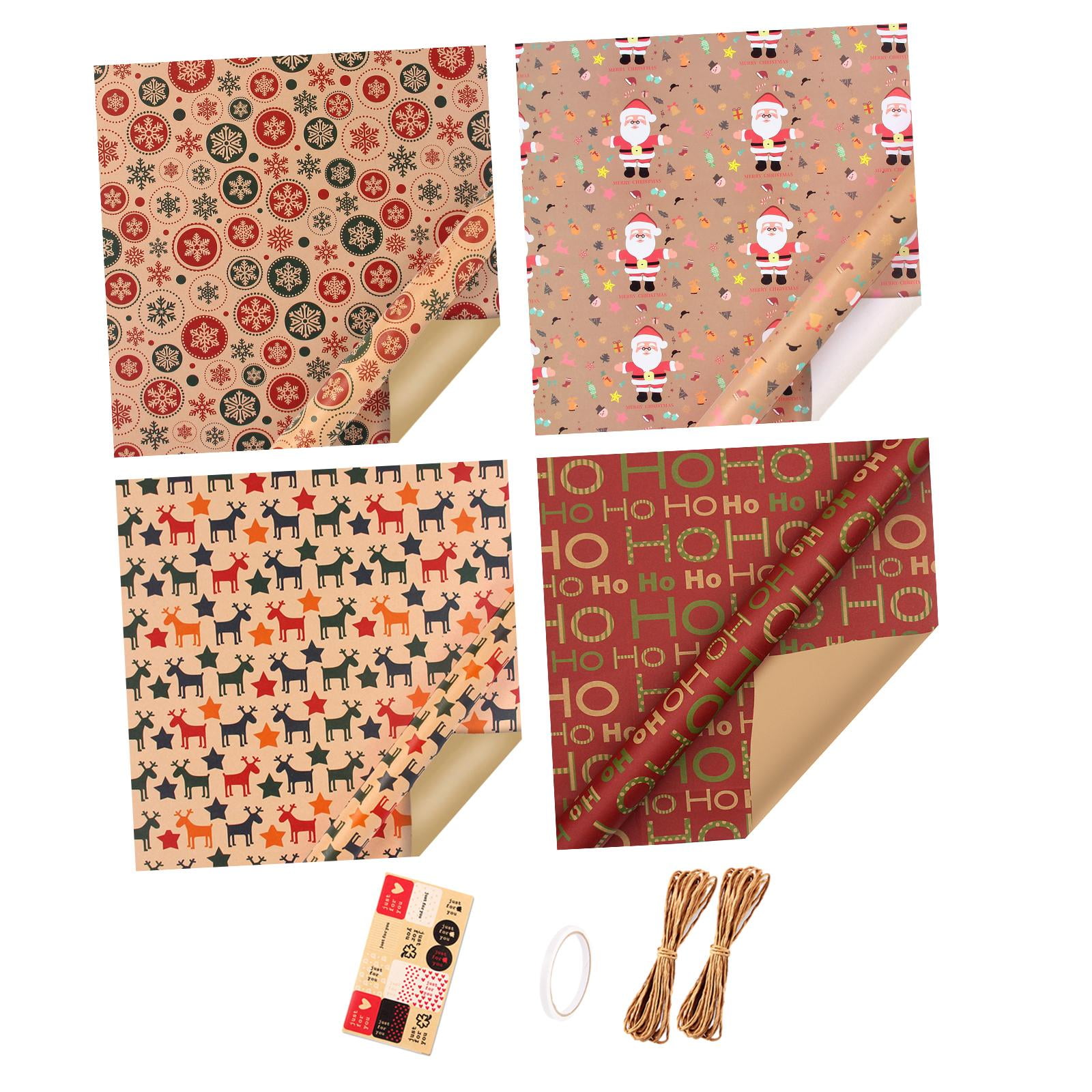 Bothyi - Papel De Regalo Navideño, Suministros Clásicos De Bricolaje Para Fiesta De Acción De Gracias, Boda, Estilo A, 4 Hojas