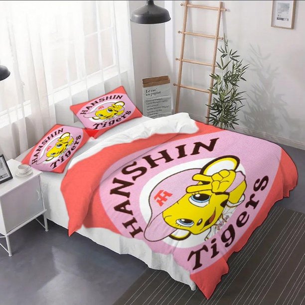 3pcs Hanshin Tigers Cute Cartoon Character Duvet Cover Set Soft And Comfortable