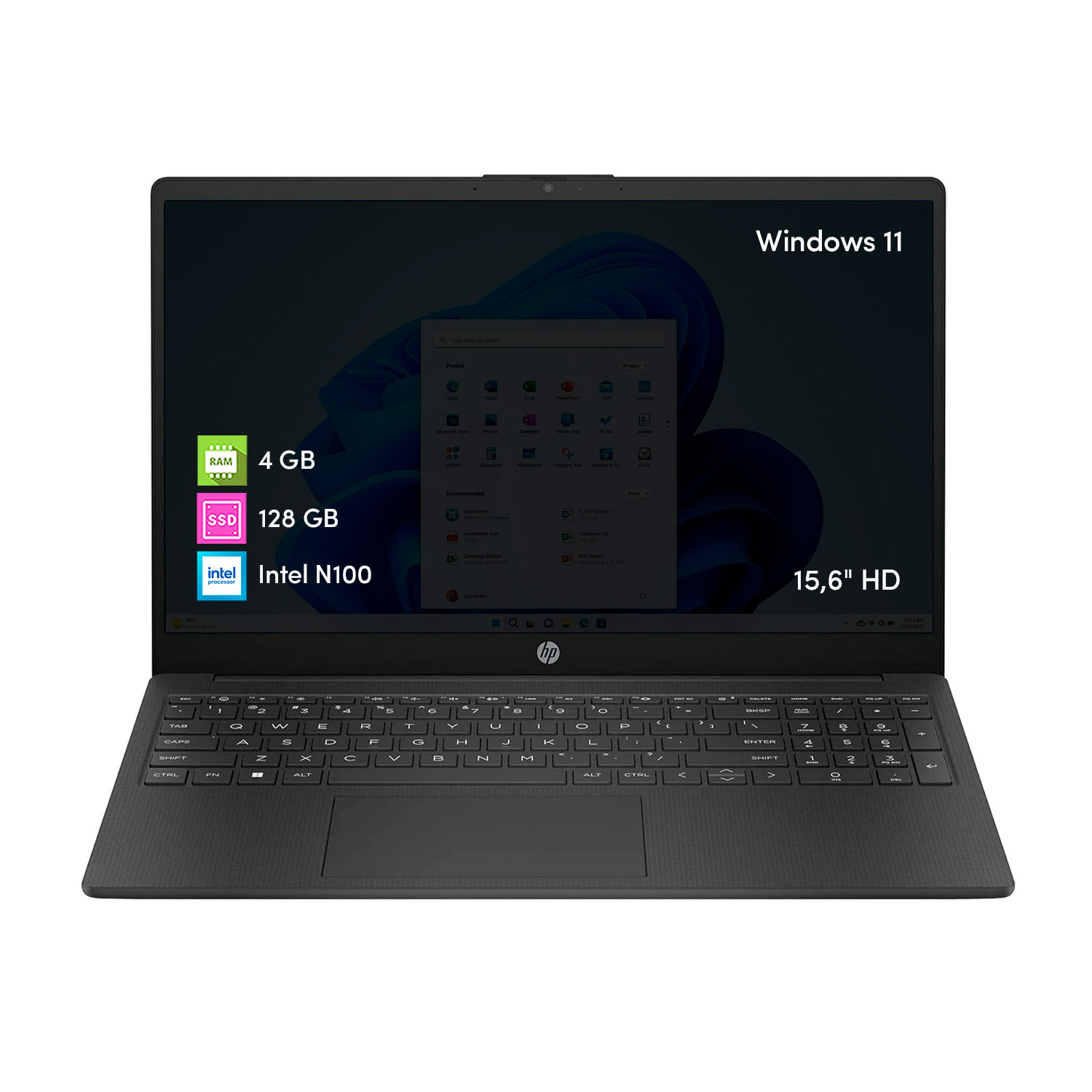 Notebook Hp Intel N100 4Gb 128Gb 15.6 Hd Win11
