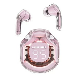 Veat00L - Audífonos Intrauditivos Bluetooth Inalámbricos 5.3 Cápsula Transparente Ipx4 Impermeable Pantalla Digital Led Micrófono Dual Inteligente Cancelación De Ruido De Llamadas