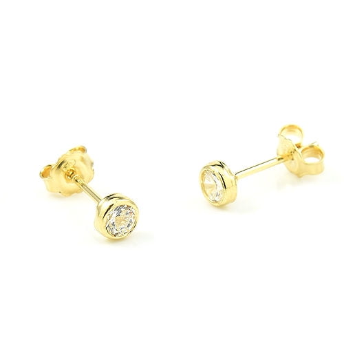 Aros Mujer Oro Amarillo 18 kts Punto de Luz Circon Blanco