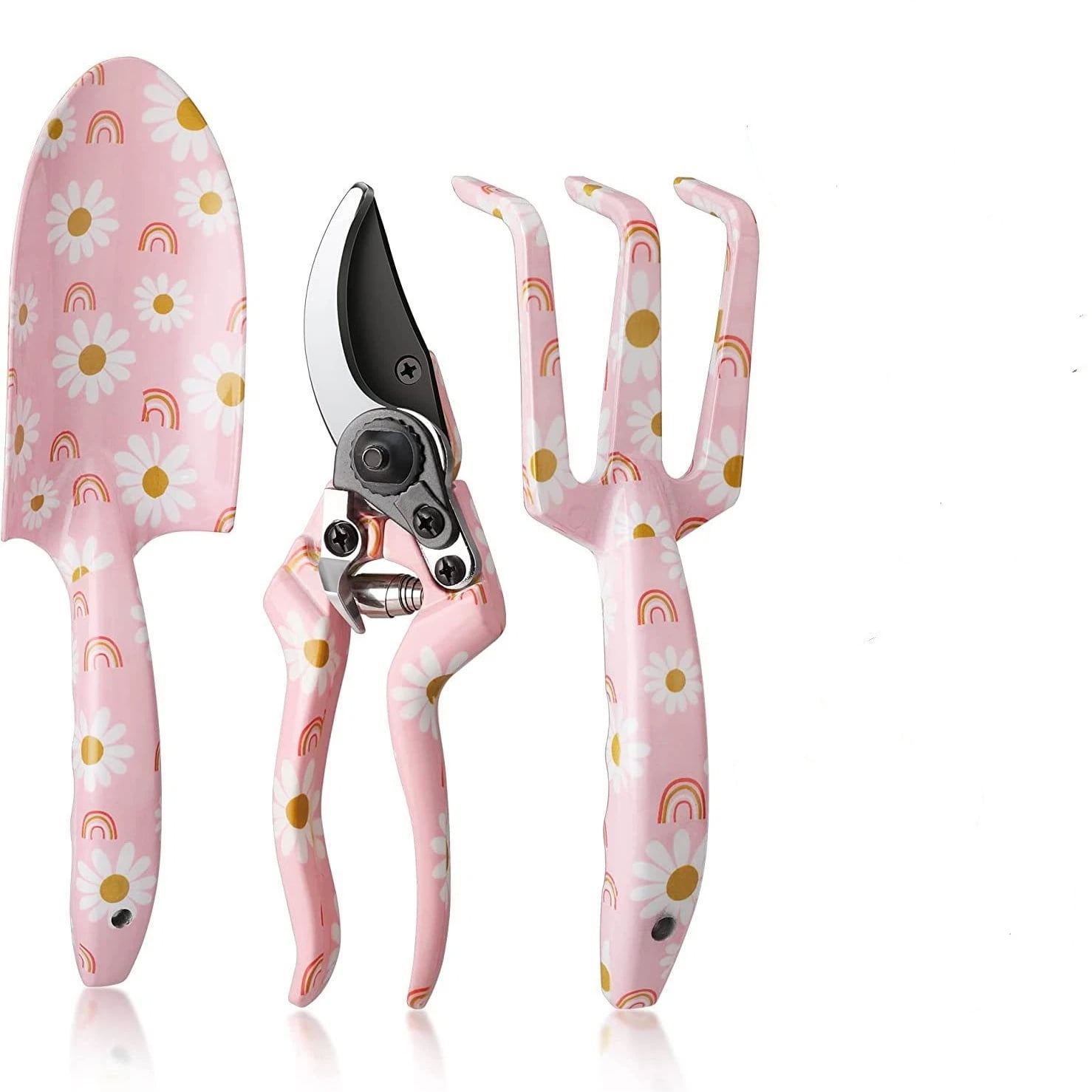 Xusx111 - Conjunto De Herramientas De Jardín, Herramientas De Jardinería De 3pcs Con Caja Incluye Trowel, Rake, Podadora, Guantes, Rosa, Regalos-rosa