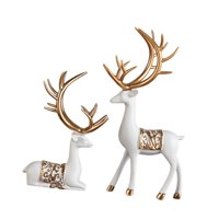 Magideal - Esculturas De Ciervos, Estatuas De Animales, Decoración De Mesa, Decoración De Mesa De Resina, Figuras Decorativas Para Estantería Y Escritorio, 2 Uds Blanco