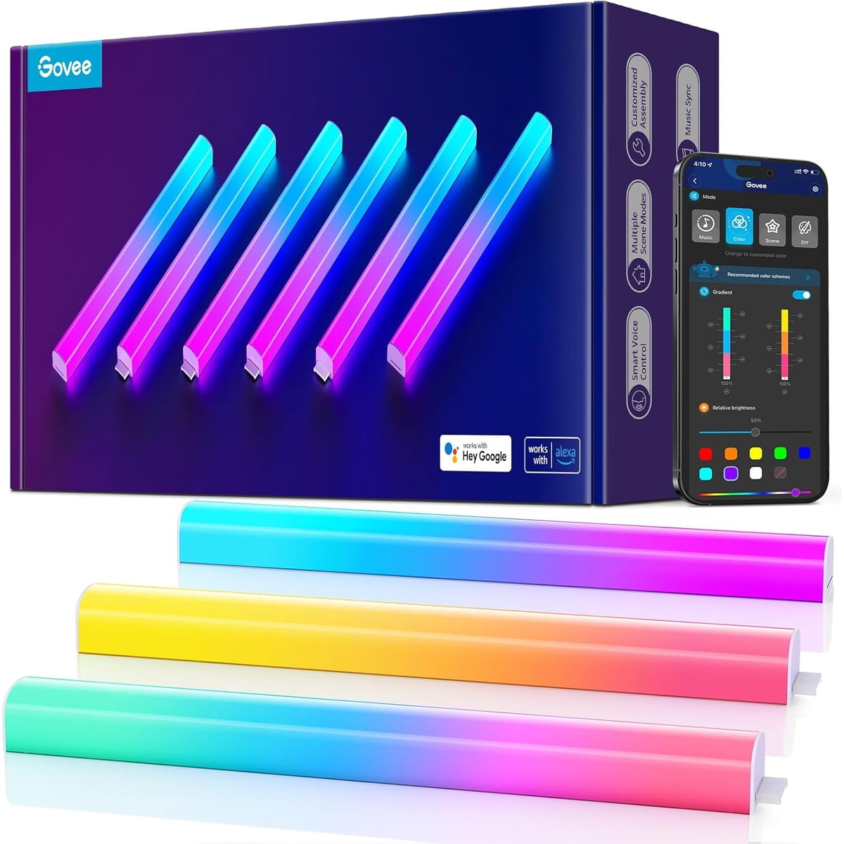 Luz Led De Pared Govee Glide Rgbic 6 Piezas 1.24ft App