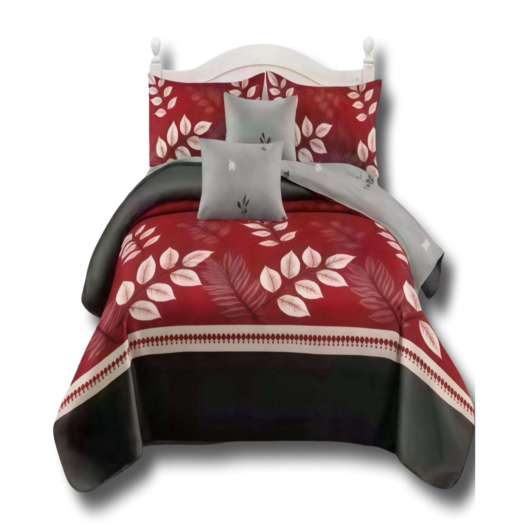 Alonso - Set De Cama De 9 Piezas Incluye Cubrecama Mas Juego De Sabanas Mas Cortinas 09