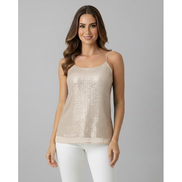 Blusa Mujer de Tirantes con Lentejuelas Brillantes
