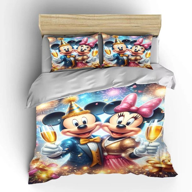 Duvet Cover Cartoon Animation Mickey Minnie 3D Printing Soft 100% Polyester Bedding Set Children Bedroom Decoration Bed Sheets