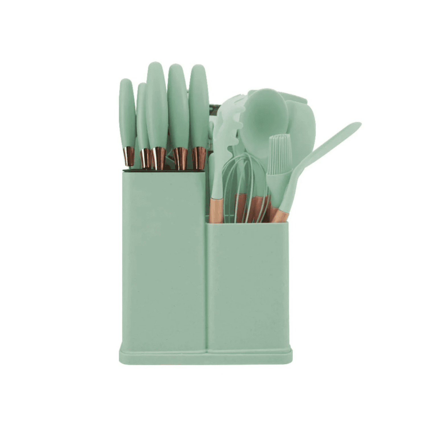 Importclick - Set 19 Utensilios Cocina Silicona Acero Inoxidable Verde
