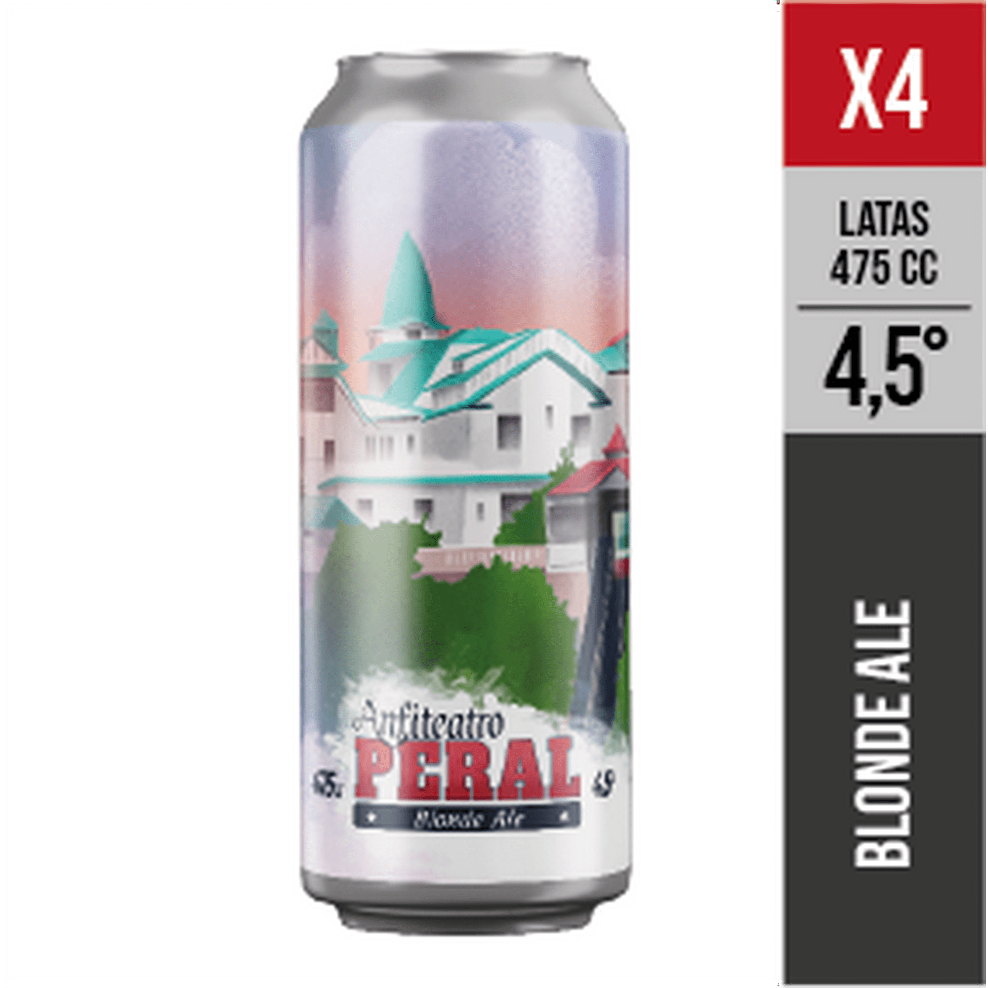 Anfiteatro - Pack X04 Peral, 4,5° (blonde Ale) - Cerveza Artesanal Valparaiso - 475 Ml